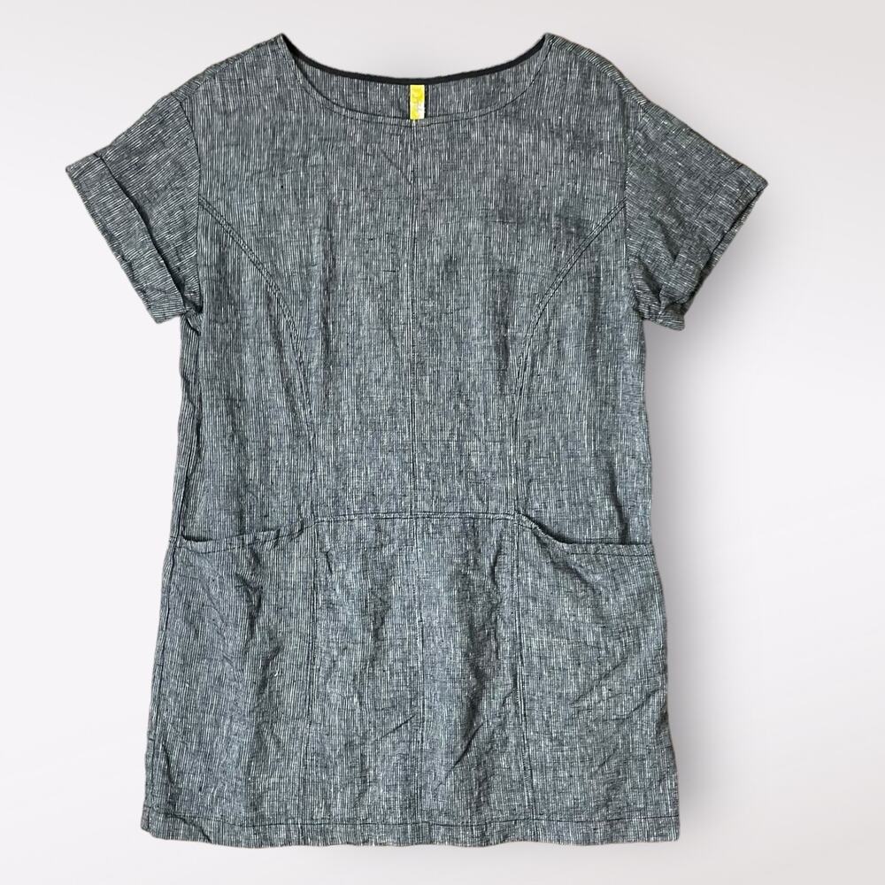 Free People Endless Shore Gray Short Sleeve Linen‎ Sundress NWOT Size S